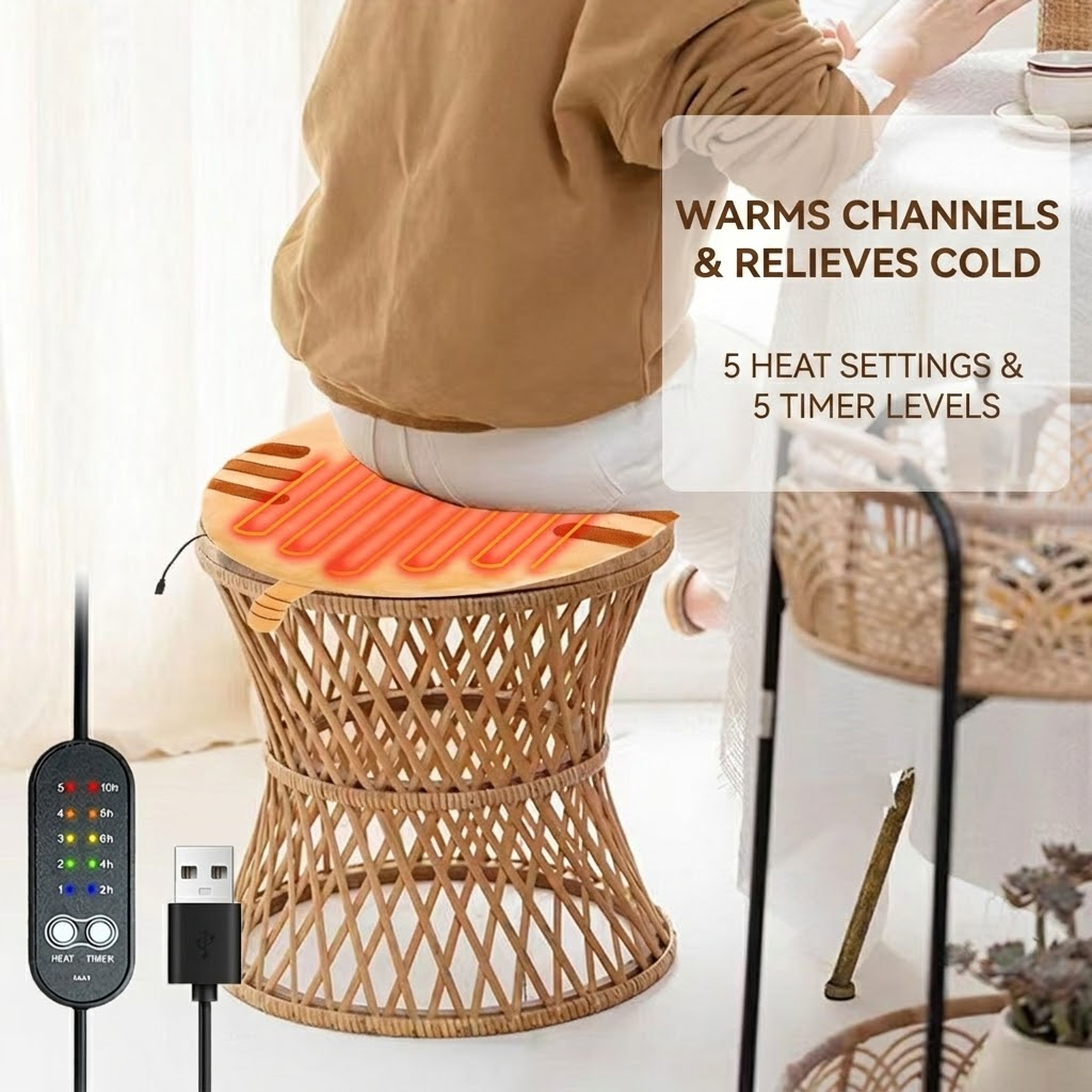 New Winter USB Heated Seat Cushion, Round Cartoon Design for Office and Home, Portable Warmth with Adjustable Temperature, Compatible with Power Banks and USB Ports (Owl)