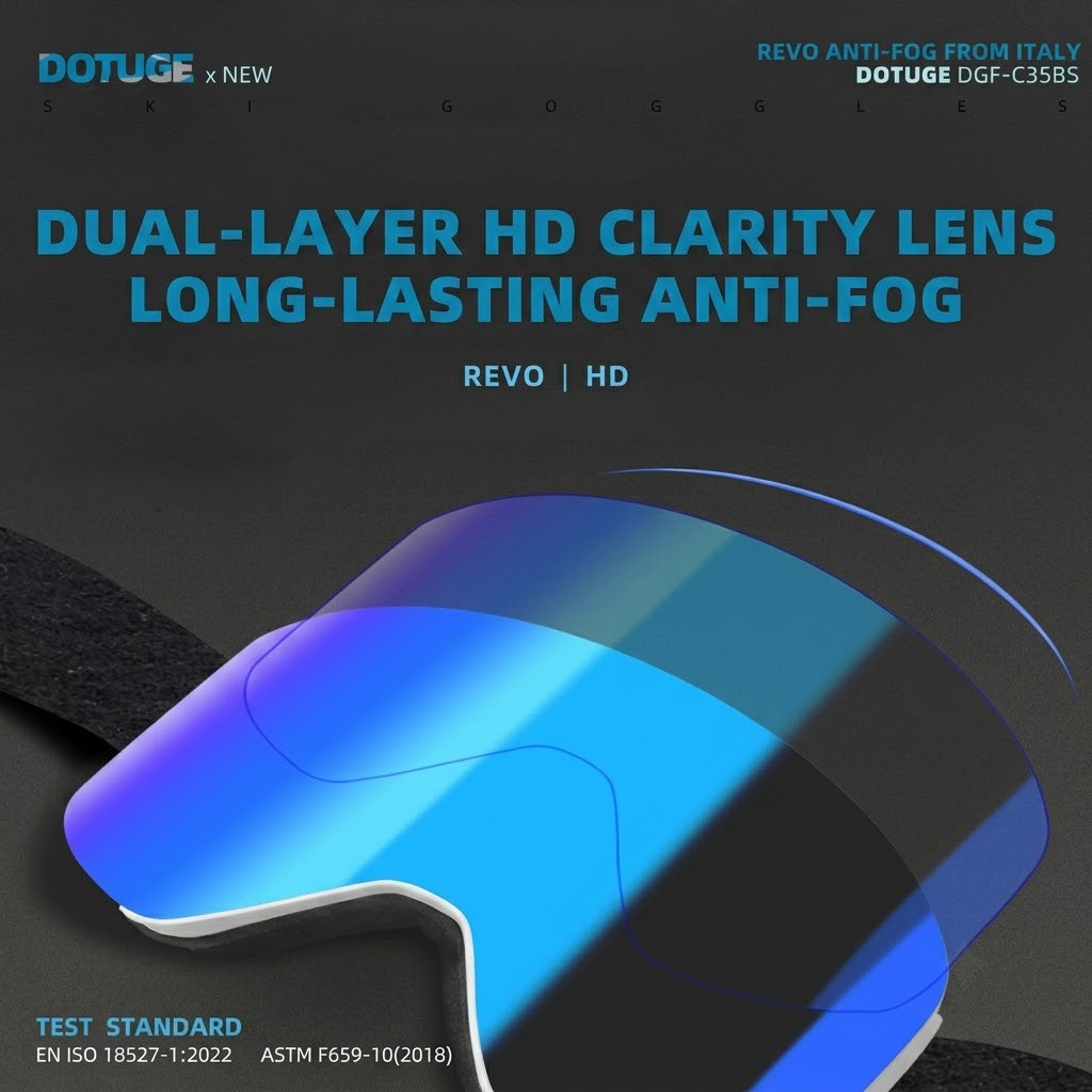 Magnetic Flip-Up Ski Goggles with Anti-Fog Cylindrical Lens for Snow Sports, Winter Hiking, and Mountain Climbing – Unisex Design for Clear Vision and Impact Protection (A)