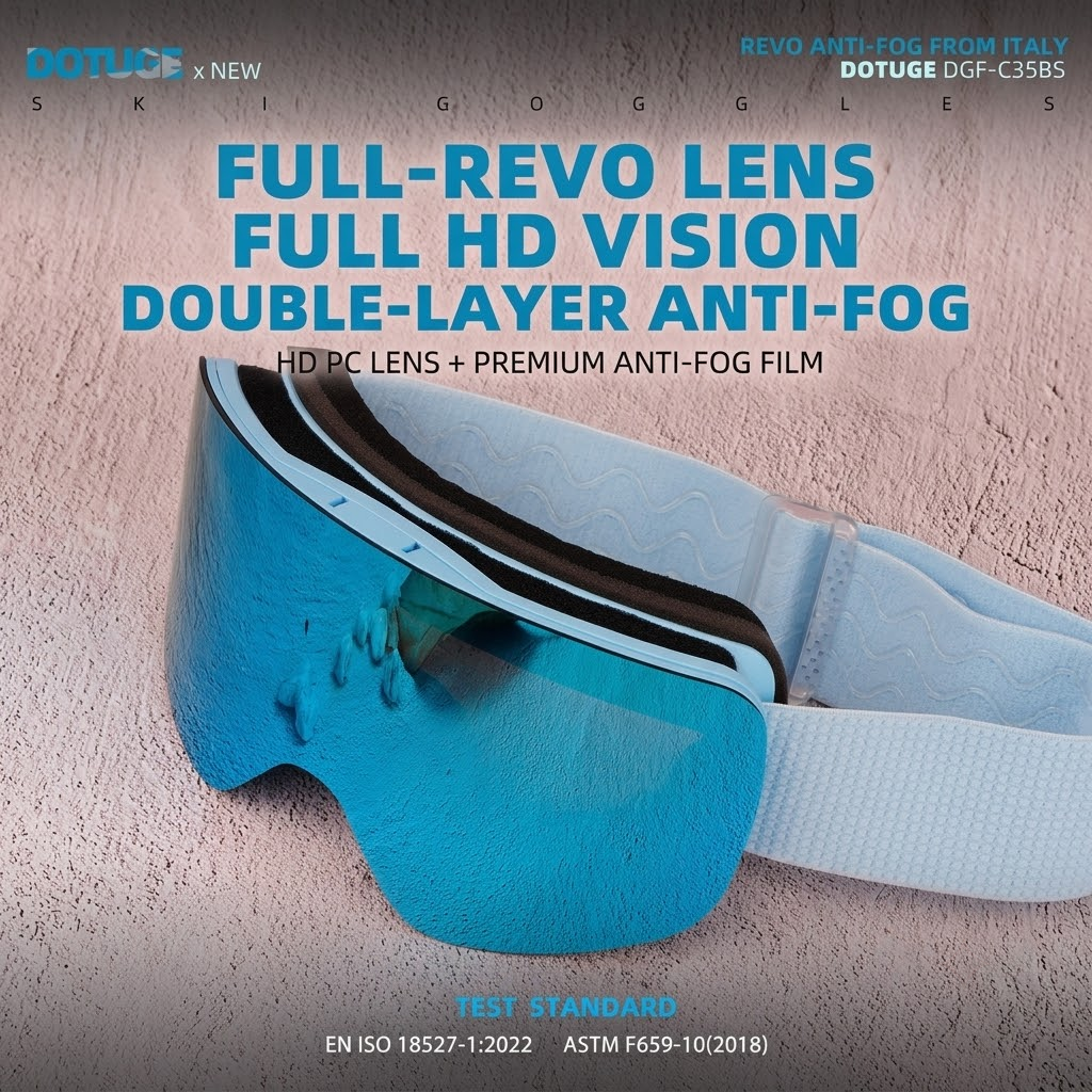 Magnetic Flip-Up Ski Goggles with Anti-Fog Cylindrical Lens for Snow Sports, Winter Hiking, and Mountain Climbing – Unisex Design for Clear Vision and Impact Protection (A)