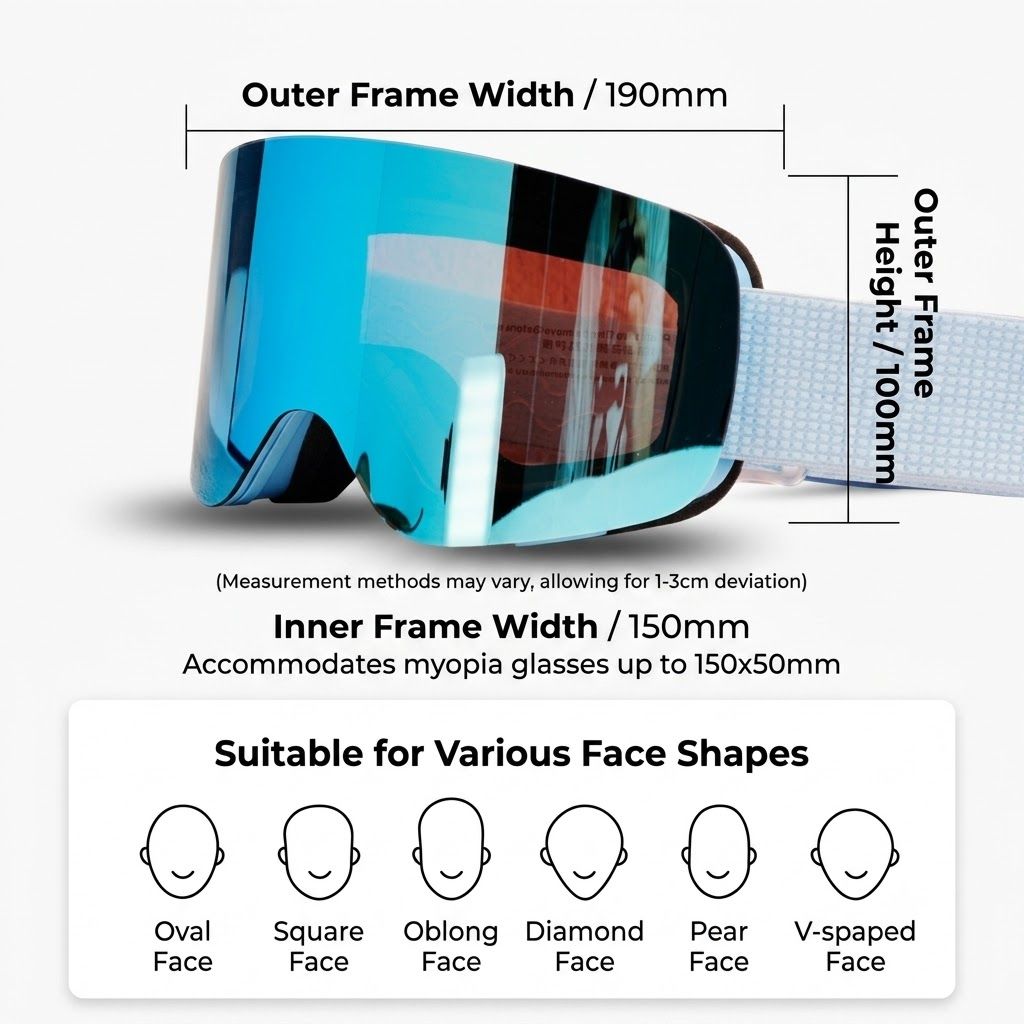 Magnetic Flip-Up Ski Goggles with Anti-Fog Cylindrical Lens for Snow Sports, Winter Hiking, and Mountain Climbing – Unisex Design for Clear Vision and Impact Protection (B)