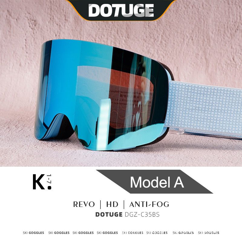 Magnetic Flip-Up Ski Goggles with Anti-Fog Cylindrical Lens for Snow Sports, Winter Hiking, and Mountain Climbing – Unisex Design for Clear Vision and Impact Protection (B)