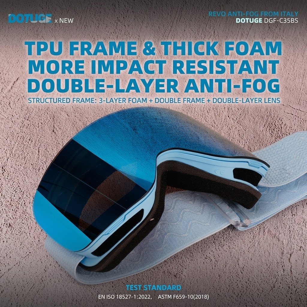 Magnetic Flip-Up Ski Goggles with Anti-Fog Cylindrical Lens for Snow Sports, Winter Hiking, and Mountain Climbing – Unisex Design for Clear Vision and Impact Protection (C)
