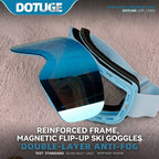 Magnetic Flip-Up Ski Goggles with Anti-Fog Cylindrical Lens for Snow Sports, Winter Hiking, and Mountain Climbing – Unisex Design for Clear Vision and Impact Protection (C)