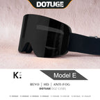 Magnetic Flip-Up Ski Goggles with Anti-Fog Cylindrical Lens for Snow Sports, Winter Hiking, and Mountain Climbing – Unisex Design for Clear Vision and Impact Protection (D)