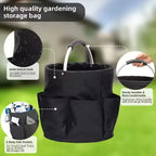 Foldable Carry-All Tote with Handle and Multiple Pockets – Portable Collapsible Laundry Basket for Outdoor Travel, Camping, Picnic, Beach, and Home Organization (Black)