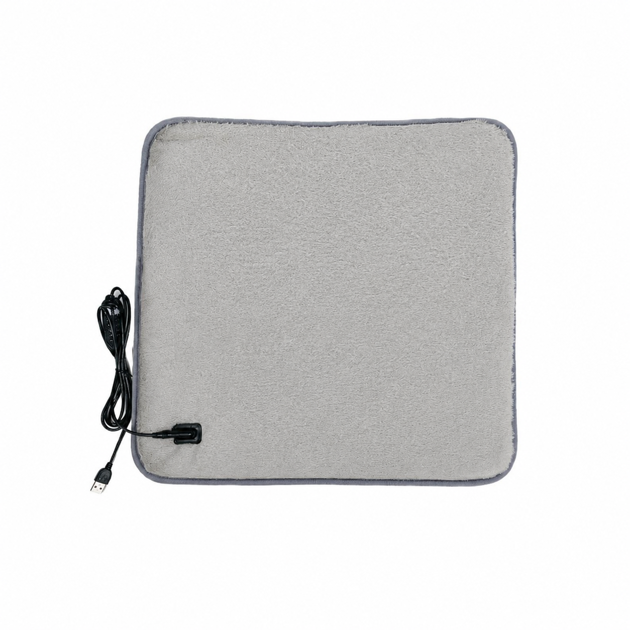 USB-Powered Faux Rabbit Fur Heating Pad for Office, Car, and Outdoor Use – Soft, Portable, and Adjustable Temperature with Timer (Black)