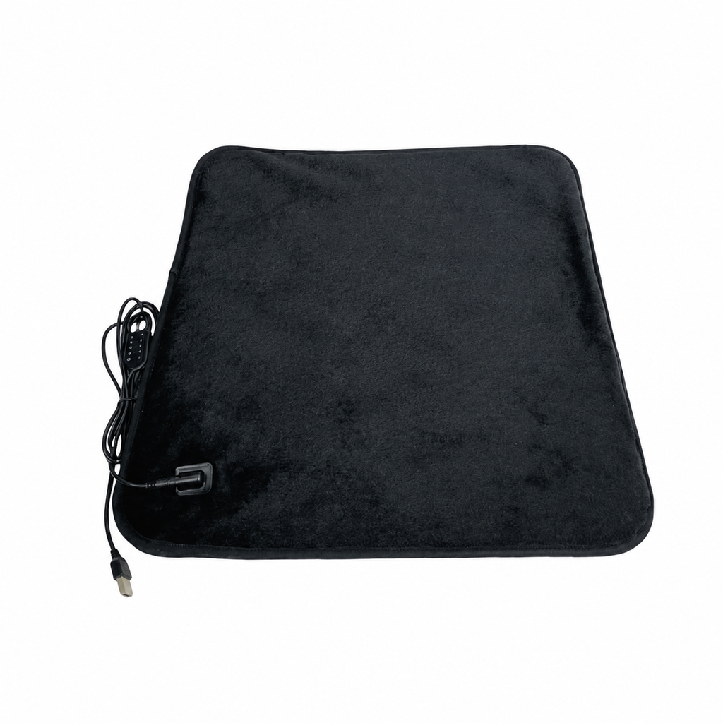 USB-Powered Faux Rabbit Fur Heating Pad for Office, Car, and Outdoor Use – Soft, Portable, and Adjustable Temperature with Timer (White)