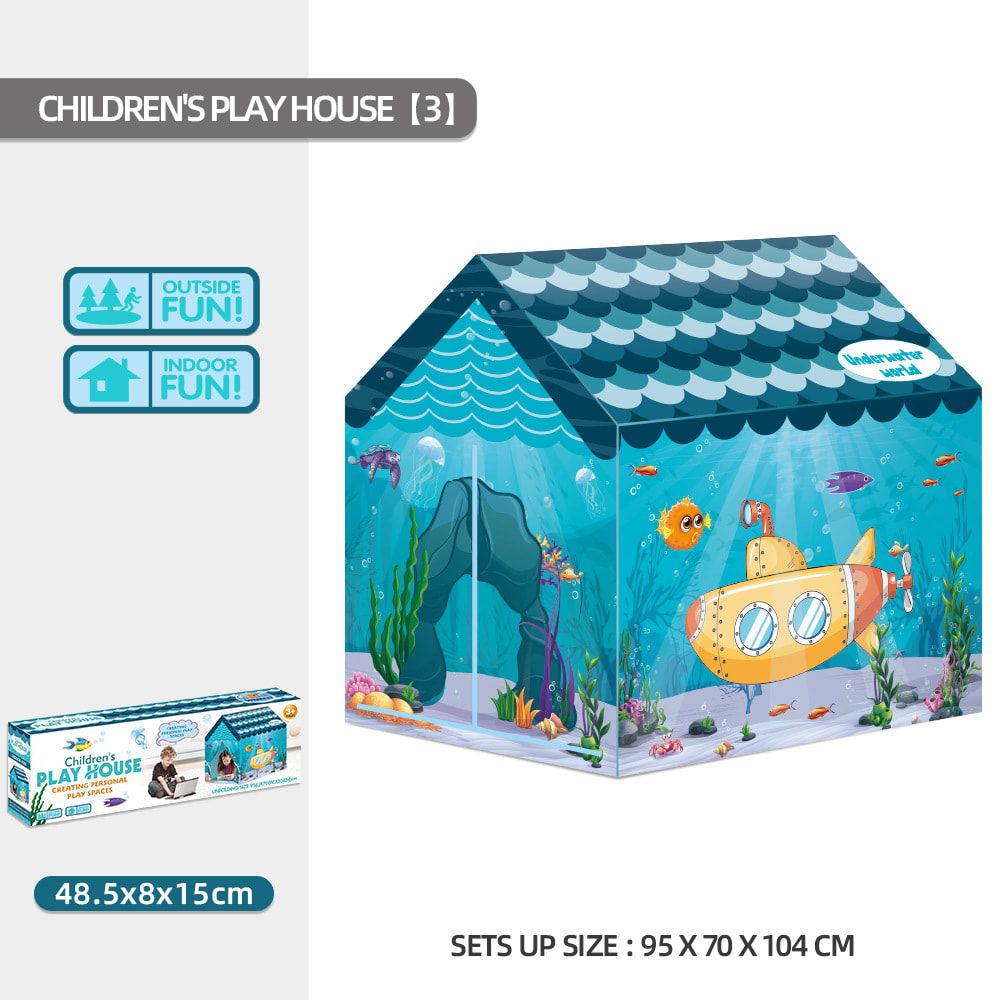 Kids Play Tent Theme House for Indoor Outdoor Fun, Space Princess Ocean Design with Ball Pit, Perfect for Toddlers and Family Camping Adventures as a Creative Holiday Gift (Space1A, Blue)