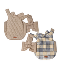 Reversible Winter Dog Coat with Plaid and Quilted Sides, Warm Cotton-Filled Vest for Outdoor Walks, Adjustable Velcro Straps for a Secure Fit (3XL, Beige)