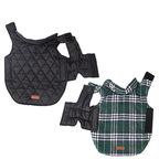 Reversible Winter Dog Coat with Plaid and Quilted Sides, Warm Cotton-Filled Vest for Outdoor Walks, Adjustable Velcro Straps for a Secure Fit (M, Beige)
