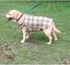 Reversible Winter Dog Coat with Plaid and Quilted Sides, Warm Cotton-Filled Vest for Outdoor Walks, Adjustable Velcro Straps for a Secure Fit (S, Beige)