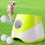 Automatic Dog Tennis Ball Launcher for Indoor & Outdoor Play, Adjustable 3-Speed Thrower with 3 Durable Chew Balls, Rechargeable Fetch Machine for Small, Medium, and Large Dogs (Blue)