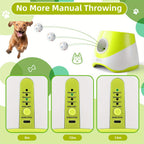 Automatic Dog Tennis Ball Launcher for Indoor & Outdoor Play, Adjustable 3-Speed Thrower with 3 Durable Chew Balls, Rechargeable Fetch Machine for Small, Medium, and Large Dogs (Yellow)