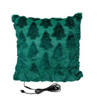 Christmas Tree Plush USB Heated Throw Pillow – Festive Decorative Cushion with Adjustable Temperature and Timer for Cozy Warmth at Home or Office (DarkGreen)