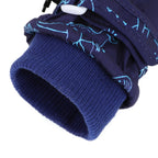 Kids' Dinosaur Patterned Warm Ski Mittens with Waterproof Shell, Adjustable Wrist Straps, and Anti-Loss Clip for Winter Outdoor Play, Snow, and Cold Weather Adventures (S, White)