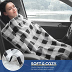 12V Car Electric Blanket for Cozy Winter Travel – Soft Fleece Heating Throw for Cars, Trucks, RVs, and Camping – Dual-Color Plaid Design with Warm Sherpa Lining – Portable, Safe, and Energy-Efficient (Black)
