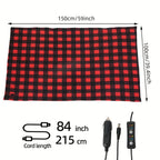12V Car Electric Blanket for Cozy Winter Travel – Soft Fleece Heating Throw for Cars, Trucks, RVs, and Camping – Dual-Color Plaid Design with Warm Sherpa Lining – Portable, Safe, and Energy-Efficient (Black)