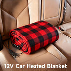 12V Car Electric Blanket for Cozy Winter Travel – Soft Fleece Heating Throw for Cars, Trucks, RVs, and Camping – Dual-Color Plaid Design with Warm Sherpa Lining – Portable, Safe, and Energy-Efficient (Red)