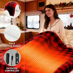 12V Car Electric Blanket for Cozy Winter Travel – Soft Fleece Heating Throw for Cars, Trucks, RVs, and Camping – Dual-Color Plaid Design with Warm Sherpa Lining – Portable, Safe, and Energy-Efficient (Red)