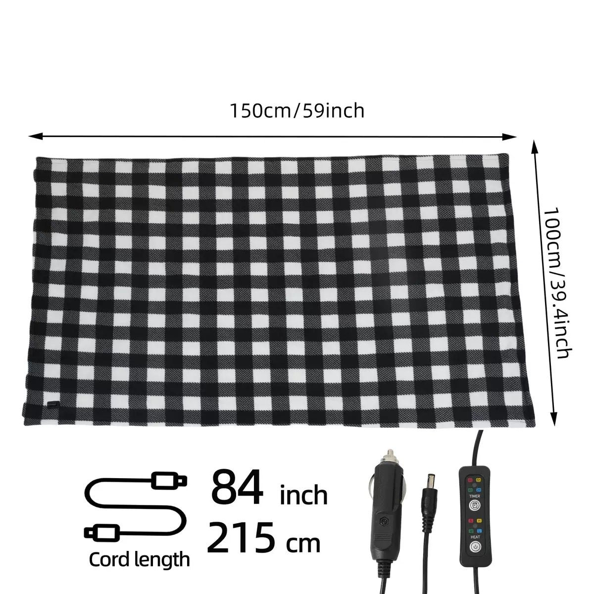 12V Car Electric Blanket for Cozy Winter Travel – Soft Fleece Heating Throw for Cars, Trucks, RVs, and Camping – Dual-Color Plaid Design with Warm Sherpa Lining – Portable, Safe, and Energy-Efficient (Red)