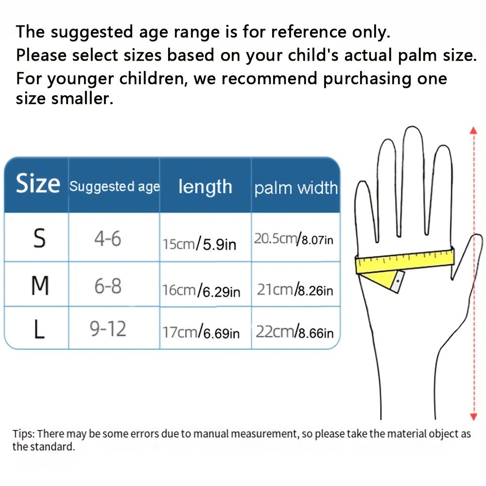 Waterproof Winter Snow Gloves for Kids with Touchscreen, Cartoon Print Design, Warm Fleece Lining, Adjustable Wrist Strap, Ideal for Skiing, Snowman Building, and Outdoor Play (L, White(Monster))