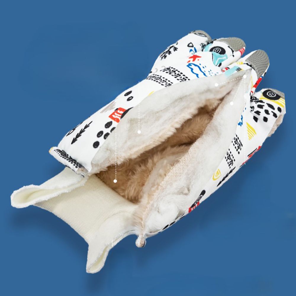 Waterproof Winter Snow Gloves for Kids with Touchscreen, Cartoon Print Design, Warm Fleece Lining, Adjustable Wrist Strap, Ideal for Skiing, Snowman Building, and Outdoor Play (S, White(Monster))