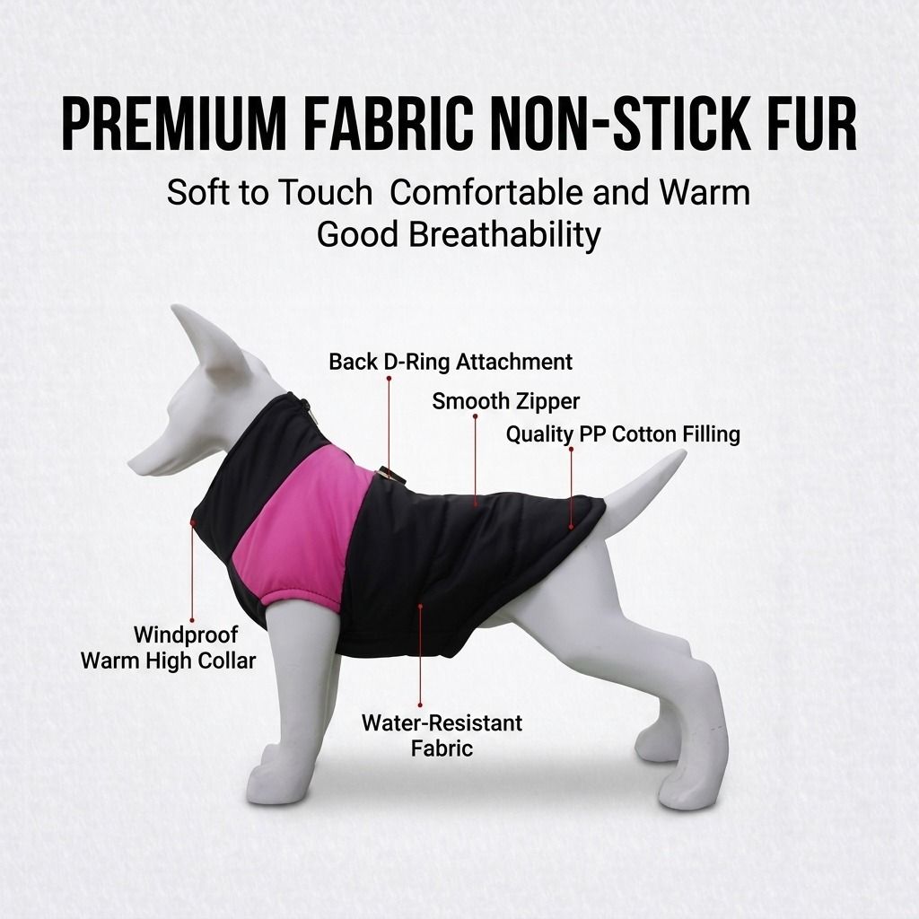 Winter Dog Ski Jacket with Waterproof and Windproof Polyester Shell, Thick PP Cotton Padding for Warmth, 3D Ergonomic Fit with D-Ring Leash Attachment, Ideal for Outdoor Walks and Snow Adventures (7XL, Rose)