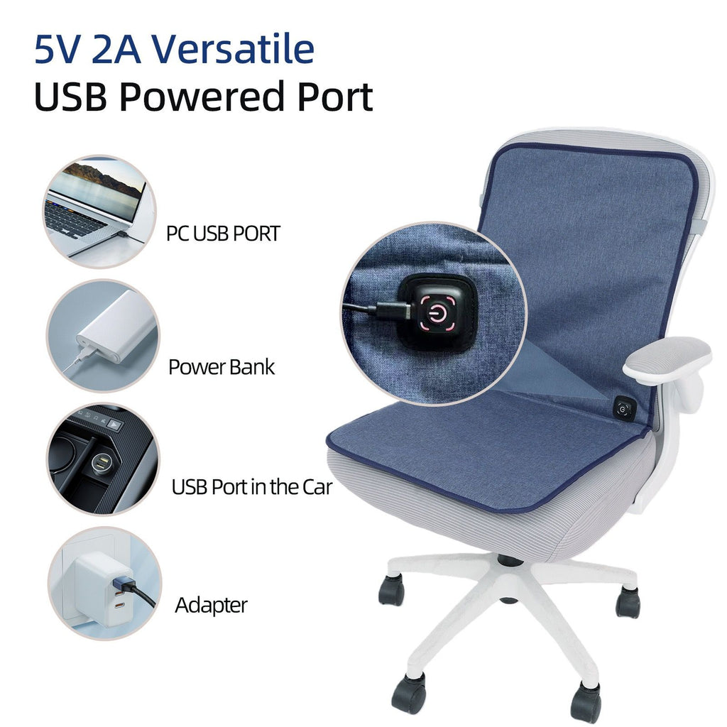 USB-Powered Heated Seat Cushion for Office, Home, Car, and Outdoor Use – Portable, Foldable, 3-Temperature Heating Pad with Anti-Slip Backing, Ideal for Winter Warmth (43×43cm)