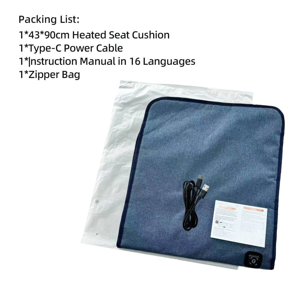 USB-Powered Heated Seat Cushion for Office, Home, Car, and Outdoor Use – Portable, Foldable, 3-Temperature Heating Pad with Anti-Slip Backing, Ideal for Winter Warmth (43×43cm)