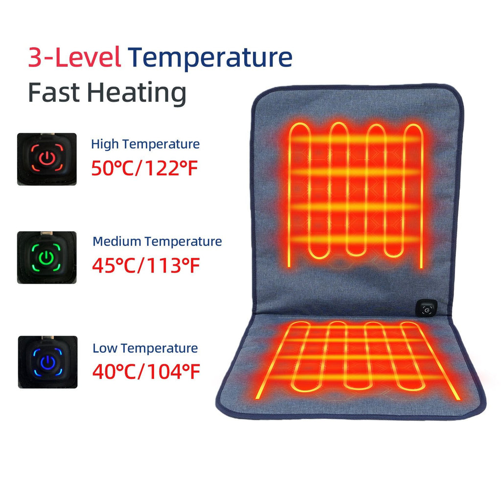 USB-Powered Heated Seat Cushion for Office, Home, Car, and Outdoor Use – Portable, Foldable, 3-Temperature Heating Pad with Anti-Slip Backing, Ideal for Winter Warmth (43×90cm)