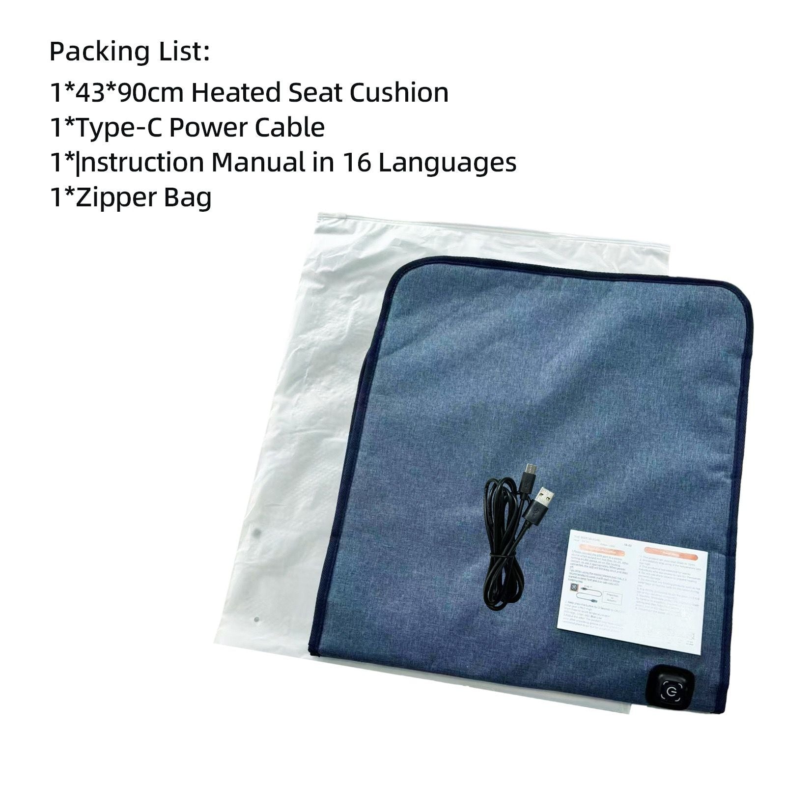 USB-Powered Heated Seat Cushion for Office, Home, Car, and Outdoor Use – Portable, Foldable, 3-Temperature Heating Pad with Anti-Slip Backing, Ideal for Winter Warmth (43×90cm)
