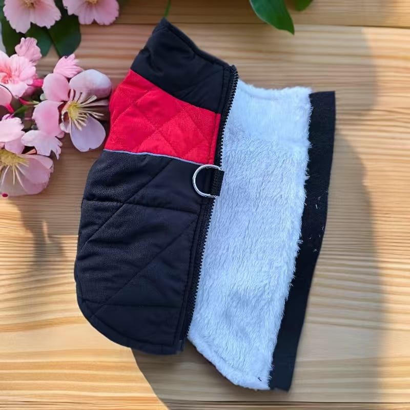 Winter Pet Dog Padded Vest with Waterproof Shell, Warm Fleece Lining, and Leash Attachment Ring for Outdoor Cold Weather Walks (5XL, Red)