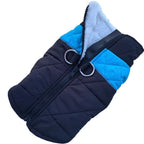 Winter Pet Dog Padded Vest with Waterproof Shell, Warm Fleece Lining, and Leash Attachment Ring for Outdoor Cold Weather Walks (M, Blue)