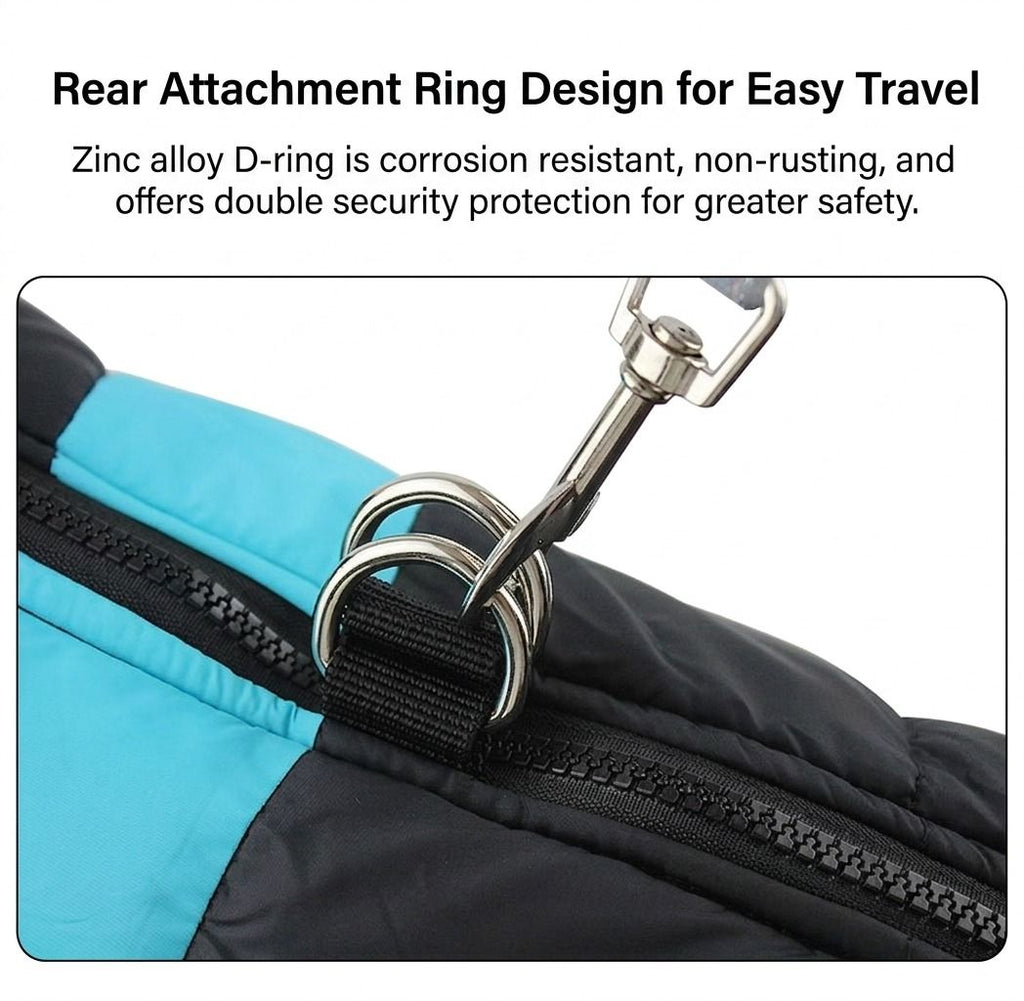 Winter Pet Dog Padded Vest with Waterproof Shell, Warm Fleece Lining, and Leash Attachment Ring for Outdoor Cold Weather Walks (S, Blue)