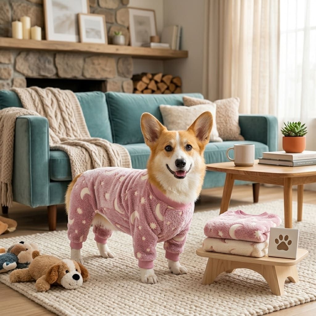 Cozy Winter Pet Fleece Four-Legged Bodysuit, Warm Flannel Full-Body Pajamas for Small to Medium Dogs, Star & Moon Print, Elastic Cuffs for Easy Wear (S, Pink)