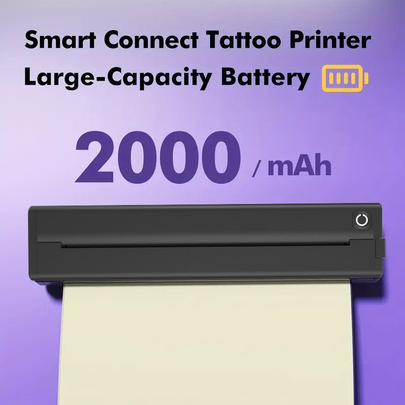 Portable A4 Thermal Printer with Bluetooth Wireless Connectivity, Inkless Printing for Home, Office, and Tattoo Transfer Use on Paper and Various Media (Black)