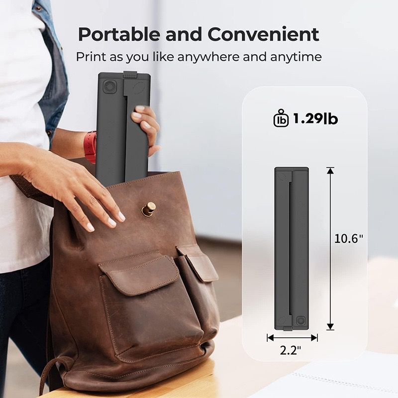 Portable A4 Thermal Printer with Bluetooth Wireless Connectivity, Inkless Printing for Home, Office, and Tattoo Transfer Use on Paper and Various Media (White)