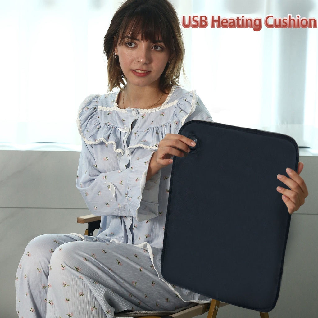 USB-Powered Heated Seat Cushion with Adjustable Temperature, Waterproof Oxford Fabric, Non-Slip Bottom for Office, Home, Outdoor Folding Chairs, Winter Warmth Solution (43×43cm)