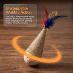 Self-Righting Pet Toy with Natural Wood Base and Durable Fabric Top, Featuring Feather Options and Playful Smile Design, Perfect for Indoor Cats and Small Dogs to Chase, Bat, and Enjoy Endless Fun. (Combo4(6in1))
