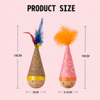 Self-Righting Pet Toy with Natural Wood Base and Durable Fabric Top, Featuring Feather Options and Playful Smile Design, Perfect for Indoor Cats and Small Dogs to Chase, Bat, and Enjoy Endless Fun. (Combo4(6in1))