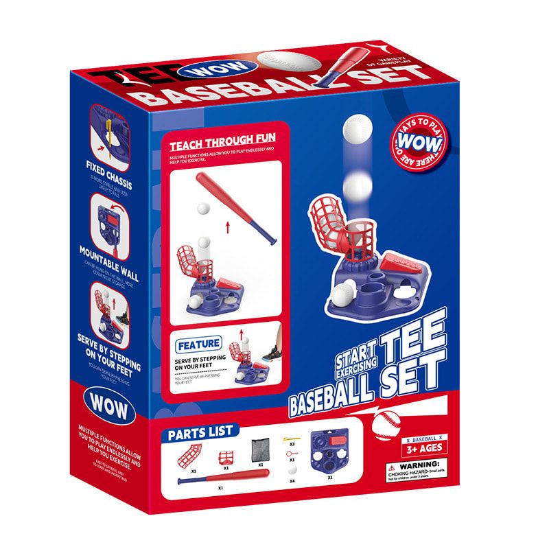 2-in-1 Kids Baseball Training Toy Set with Automatic Pitching and T-Ball Stand, Indoor and Outdoor Practice for Ages 3+ (2IN1, Pink)