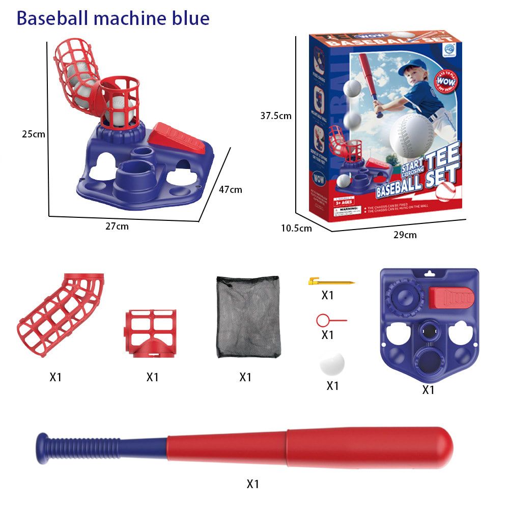 2-in-1 Kids Baseball Training Toy Set with Automatic Pitching and T-Ball Stand, Indoor and Outdoor Practice for Ages 3+ (2IN1, Pink)