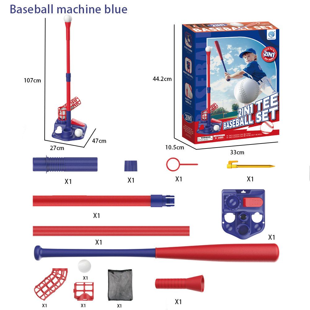 2-in-1 Kids Baseball Training Toy Set with Automatic Pitching and T-Ball Stand, Indoor and Outdoor Practice for Ages 3+ (2IN1, Pink)