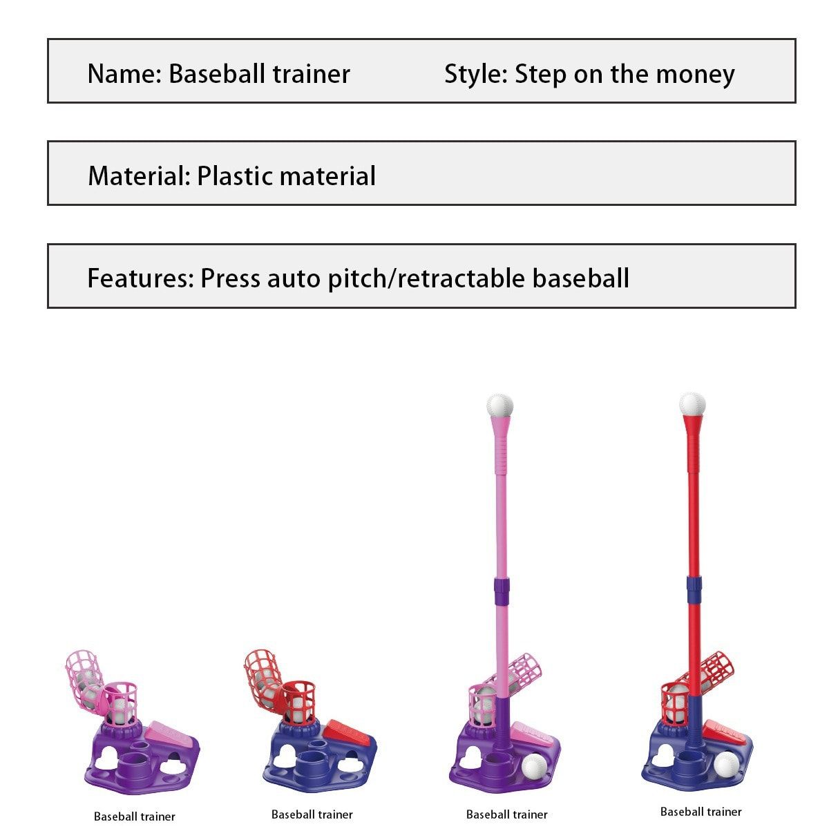 2-in-1 Kids Baseball Training Toy Set with Automatic Pitching and T-Ball Stand, Indoor and Outdoor Practice for Ages 3+ (PracticeSet, Red)