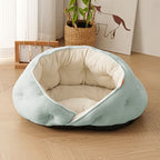 Semi-Enclosed Pet Bed with Plush Comfort and Anti-Slip Base – Ideal for Cats and Small to Medium Dogs Seeking a Cozy, Secure Sleep Spot for All Seasons (L, Blue)