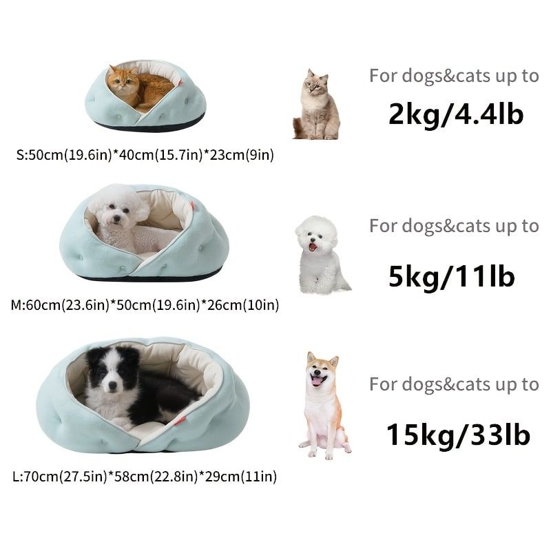 Semi-Enclosed Pet Bed with Plush Comfort and Anti-Slip Base – Ideal for Cats and Small to Medium Dogs Seeking a Cozy, Secure Sleep Spot for All Seasons (L, Pink)