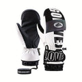 Winter Ski Mittens Waterproof & Windproof for Outdoor Snow Sports, with Touchscreen Compatibility, Fleece Lining, Anti-Slip Palm, Adjustable Wrist Strap, and Detachable Leash for Men and Women (L, White)