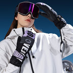 Winter Ski Mittens Waterproof & Windproof for Outdoor Snow Sports, with Touchscreen Compatibility, Fleece Lining, Anti-Slip Palm, Adjustable Wrist Strap, and Detachable Leash for Men and Women (M, Purple)