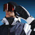 Winter Ski Mittens Waterproof & Windproof for Outdoor Snow Sports, with Touchscreen Compatibility, Fleece Lining, Anti-Slip Palm, Adjustable Wrist Strap, and Detachable Leash for Men and Women (XL, White)