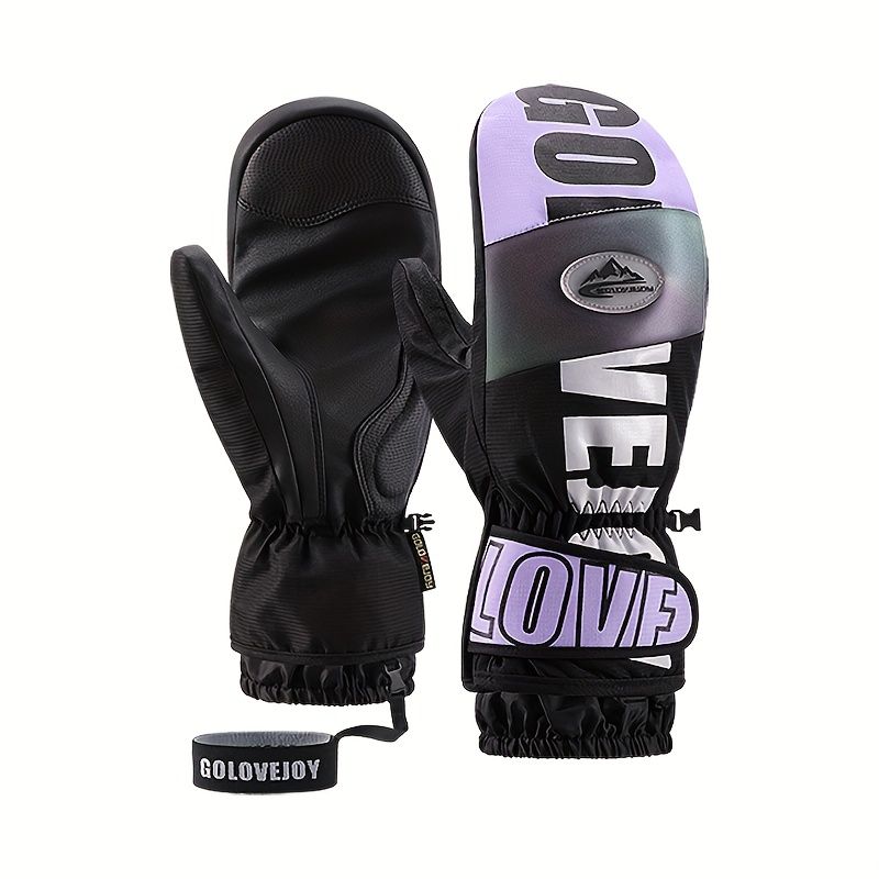 Winter Ski Mittens Waterproof & Windproof for Outdoor Snow Sports, with Touchscreen Compatibility, Fleece Lining, Anti-Slip Palm, Adjustable Wrist Strap, and Detachable Leash for Men and Women (XL, White)